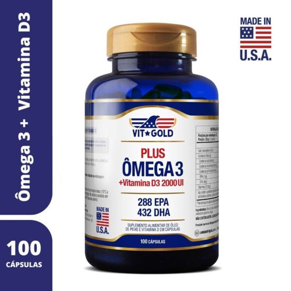 Ômega 3 Fish Oil + D3 2.000mg Vitgold 100 Cápsulas