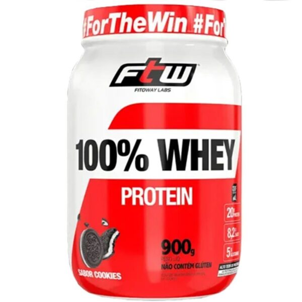 100% Whey Protein Sabor Cookies Fitoway Pote 900g - Validade Julho/2026