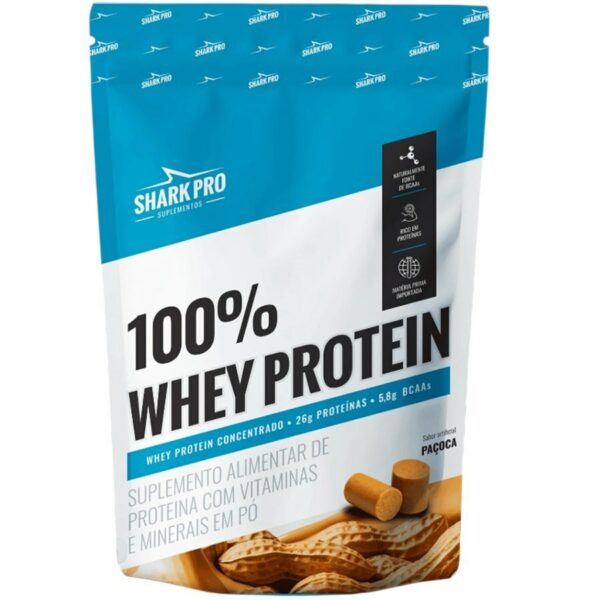 100% Whey Protein Shark Pro Sabor Paçoca Refil 900g